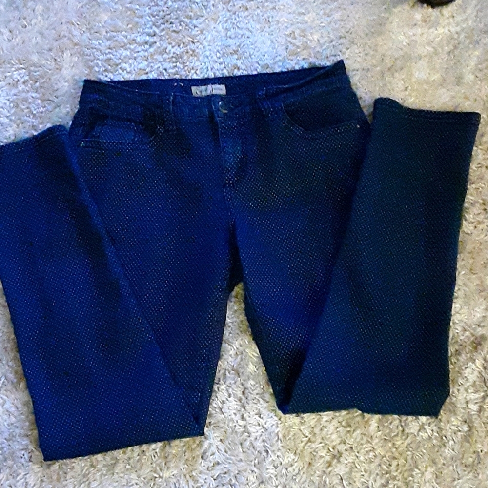 Earl Jeans polka dot skinny stretch 5 pocket blue jeans stretch size 10 EUC…